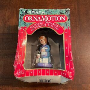 Noma Ornamotion Girl Child with Kitten Cat Christmas Ornament 1989